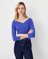 Ann Taylor Shirred Knit Wrap Top