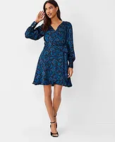 Ann Taylor Studio Collection Floral Silk Wrap Dress