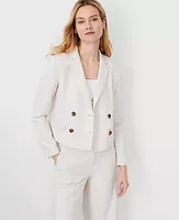 Ann Taylor The Cropped Double Breasted Blazer Textured Stretch