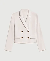 Ann Taylor The Cropped Double Breasted Blazer Textured Stretch Bleached Almond Women's