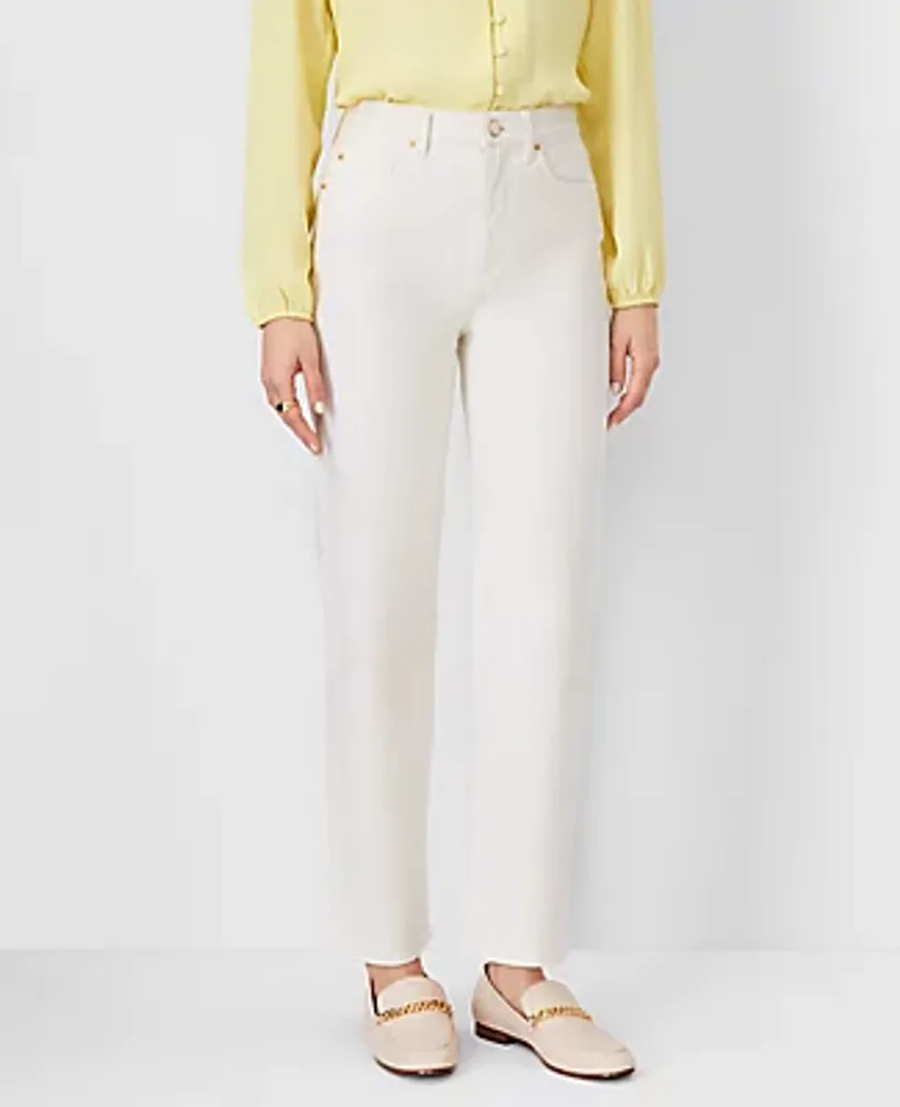 Ann Taylor High Rise Straight Jeans Ivory