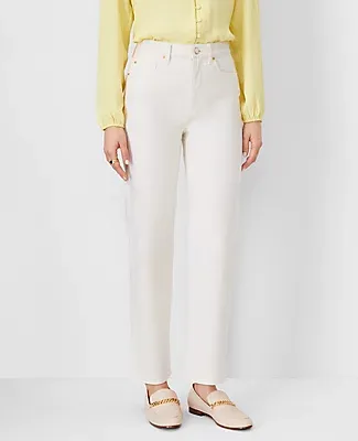 Ann Taylor High Rise Straight Jeans Ivory - Curvy Fit