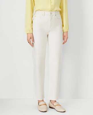 Ann Taylor High Rise Straight Jeans Ivory - Curvy Fit Women's