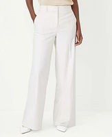 Ann Taylor The High Rise Wide Leg Pant Textured Stretch Bleached Almond Women's