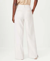 Ann Taylor The High Rise Wide Leg Pant Textured Stretch Bleached Almond Women's