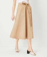 Ann Taylor Checked Tie Waist Seamed Full Midi Skirt Size 14 Baguette Women's