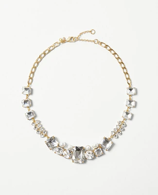 Ann Taylor Crystal Statement Necklace Goldtone Women's