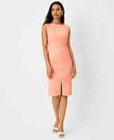 Ann Taylor Linen Blend Boatneck Sheath Dress Vivid Apricot Women's