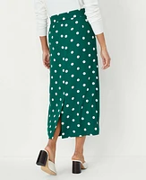 Ann Taylor Dotted Tie Waist Pleated Midi Skirt Fresh Evergreen Women's