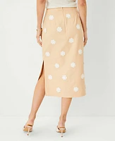 Ann Taylor Studio Collection Applique Cotton Linen Midi Skirt Praline Latte Women's