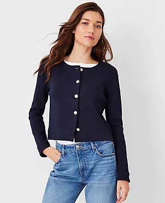 Ann Taylor AT Weekend Crew Neck Knit Jacket