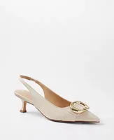 Ann Taylor Leather Buckle Pointy Toe Slingback Pumps