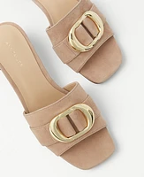 Ann Taylor Buckle Strap Suede Sandals Dominican Sand Women's