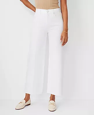 Ann Taylor Fresh Cut High Rise Wide Leg Crop Jeans White