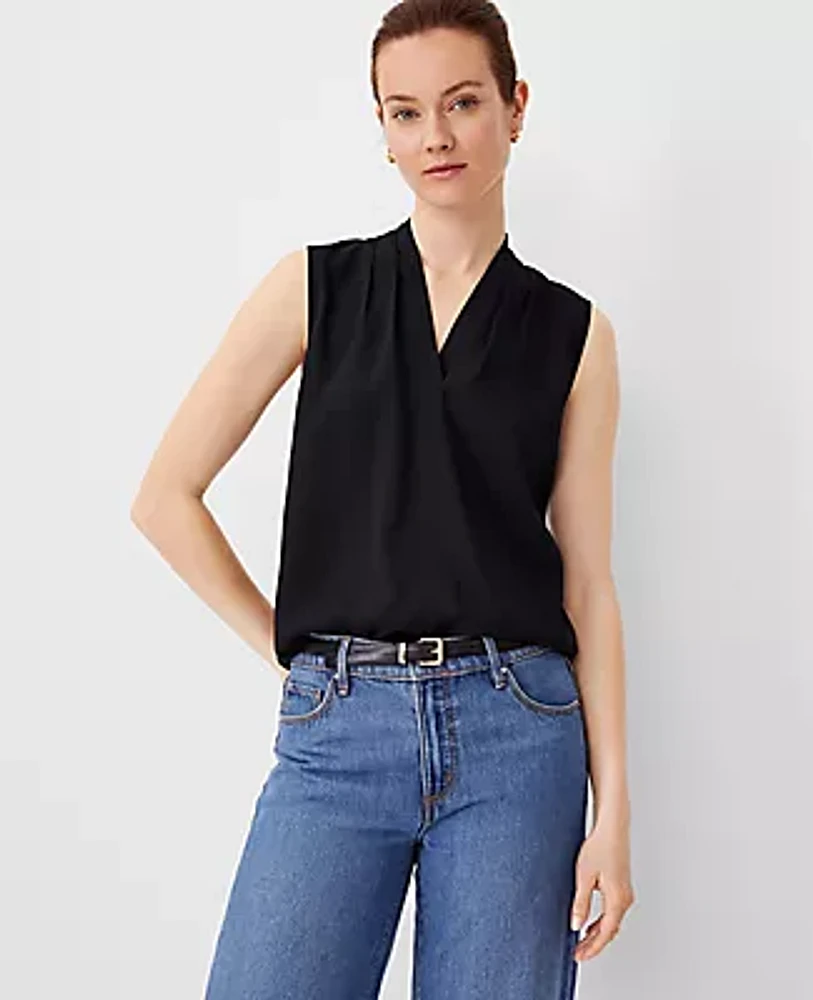 Ann Taylor Pleated V-Neck Top