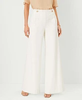 Ann Taylor The Wide Leg Sailor Palazzo Pant in Twill Size 14 Winter White Women's