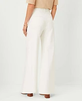 Ann Taylor The Wide Leg Sailor Palazzo Pant in Twill Size 14 Winter White Women's