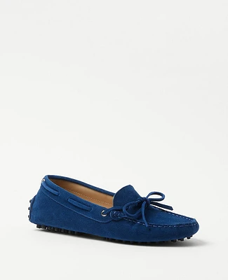 Ann Taylor AT Weekend Suede Driving Moccasins Navy Blue Women's