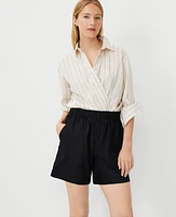 Ann Taylor AT Weekend Patch Pocket Easy Mid Shorts Linen Blend Women's