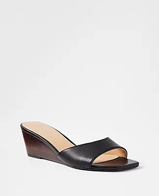 Ann Taylor Leather Low Wedge Sandals