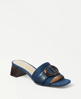 Ann Taylor Denim Tortoiseshell Print Buckle Strap Sandals Dark Blue Women's