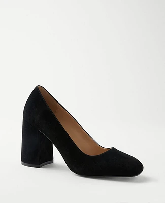 Ann Taylor Suede High Block Heel Pumps Women's