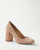 Ann Taylor Suede High Block Heel Pumps Size 11 Dominican Sand Women's