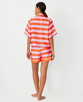 Ann Taylor Striped Pajama Short Set Flame Azalea Women's