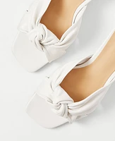 Ann Taylor Knotted Leather Sandals Winter White Women's