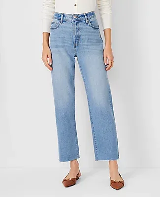 Ann Taylor Fresh Cut High Rise Straight Jeans in Light Vintage Wash