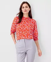 Ann Taylor Petite Floral Smocked Top