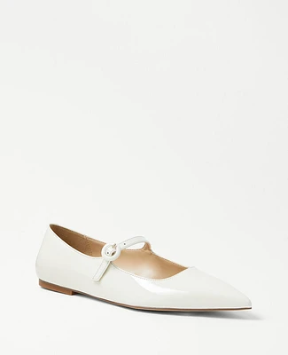 Ann Taylor Patent Mary Jane Flats Winter White Women's