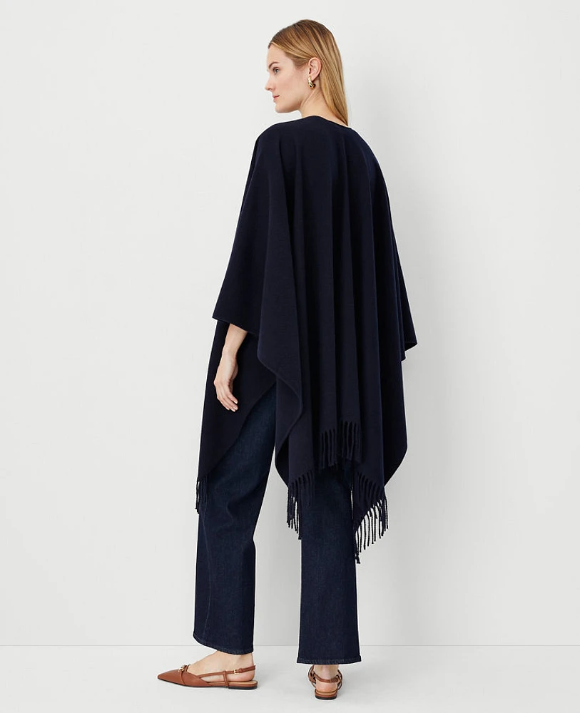 Ann Taylor Chain Fringe Open Poncho Night Sky Women's