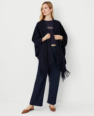 Ann Taylor Chain Fringe Open Poncho Night Sky Women's