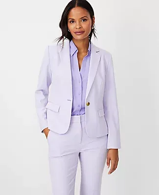 Ann Taylor The Perfect One Button Blazer Textured Stretch
