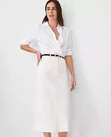 Ann Taylor AT Weekend Denim Skirt Ivory