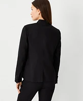 Ann Taylor The Cutaway Blazer in Linen Twill Size 0 Black Women's