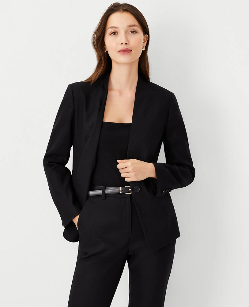 Ann Taylor The Cutaway Blazer in Linen Twill Size 0 Black Women's