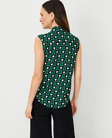 Ann Taylor Floral Tile Sleeveless Utility Top Grass Green Women's