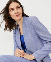 Ann Taylor The Cutaway Blazer Cross Weave Azurine Blue Women's