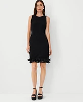 Ann Taylor Fringe Sleeveless Dress Black Women's