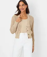 Ann Taylor Textured Stitch Scalloped Cardigan