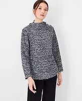 Ann Taylor Petite Textured Boucle Shoulder Button Sweater