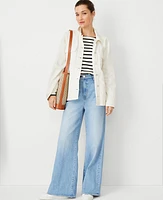 Ann Taylor Petite AT Weekend Belted Denim Jacket Ivory Women's