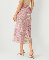 Ann Taylor Studio Collection Floral Silk Bias Midi Slip Skirt Raspberry Mouse Women's