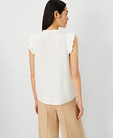 Ann Taylor Mixed Media Ruffle Shell Top Women's