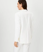 Ann Taylor The Petite Longline Blazer Stretch Cotton White Women's