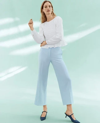 Ann Taylor The Petite Kate Wide Leg Crop Pant Crepe Perfect Sky Women's