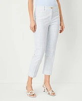 Ann Taylor The Tall Cotton Crop Pant Geo Texture Cafe Blue Women's