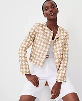 Ann Taylor Houndstooth Patch Pocket Jacket